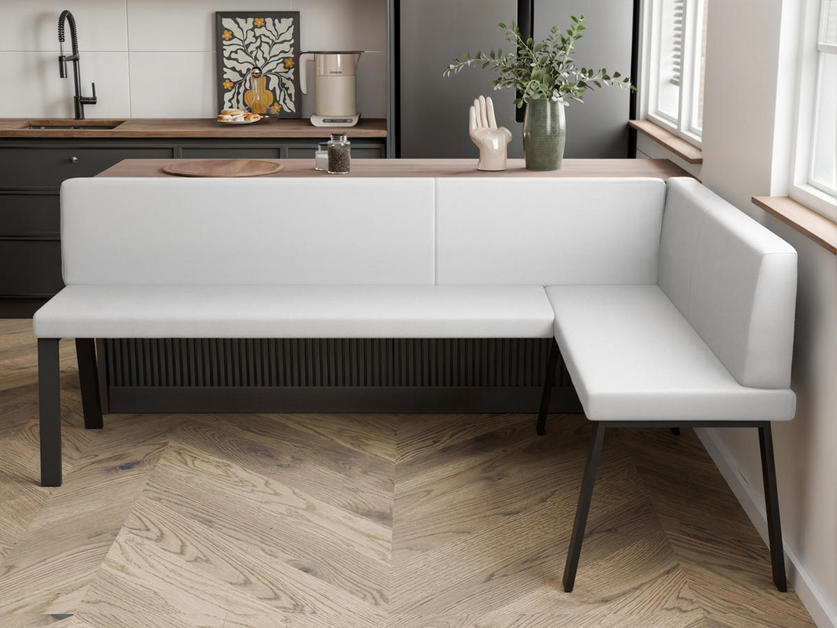 ECKBANK rechts MONO Y Kunstleder glatt, 128/168 cm Weiß - Weiß, Kunststoff/Textil (128/168cm) - Idohome