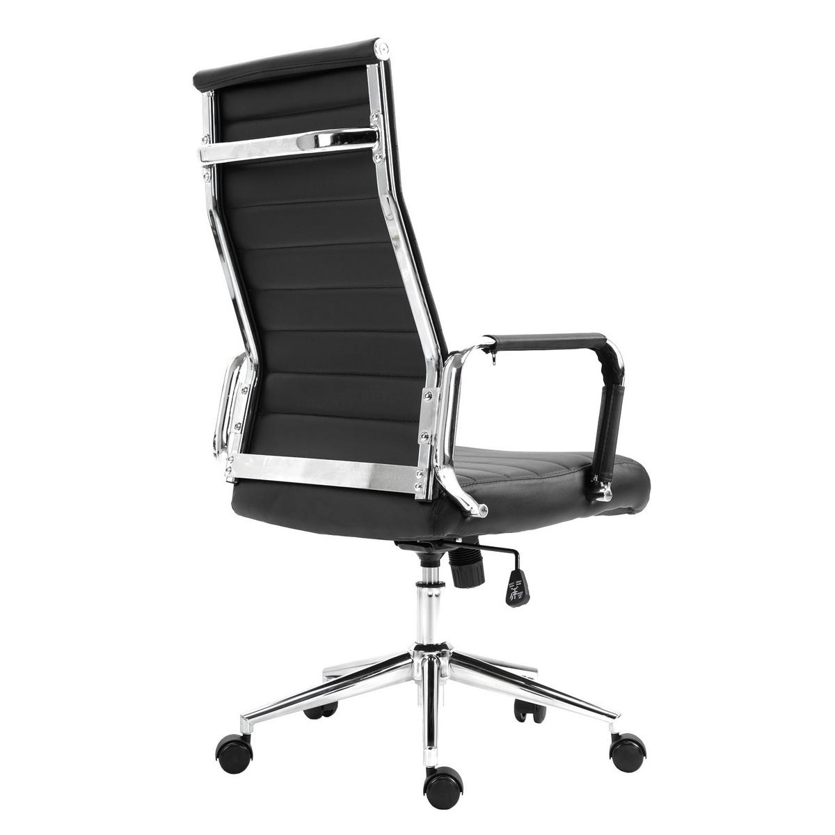 SCHREIBTISCHSTUHL OFFICE COMFORT HB Kunstleder Schwarz - Silberfarben/Schwarz, Textil/Metall (57/120/53cm) - SVITA