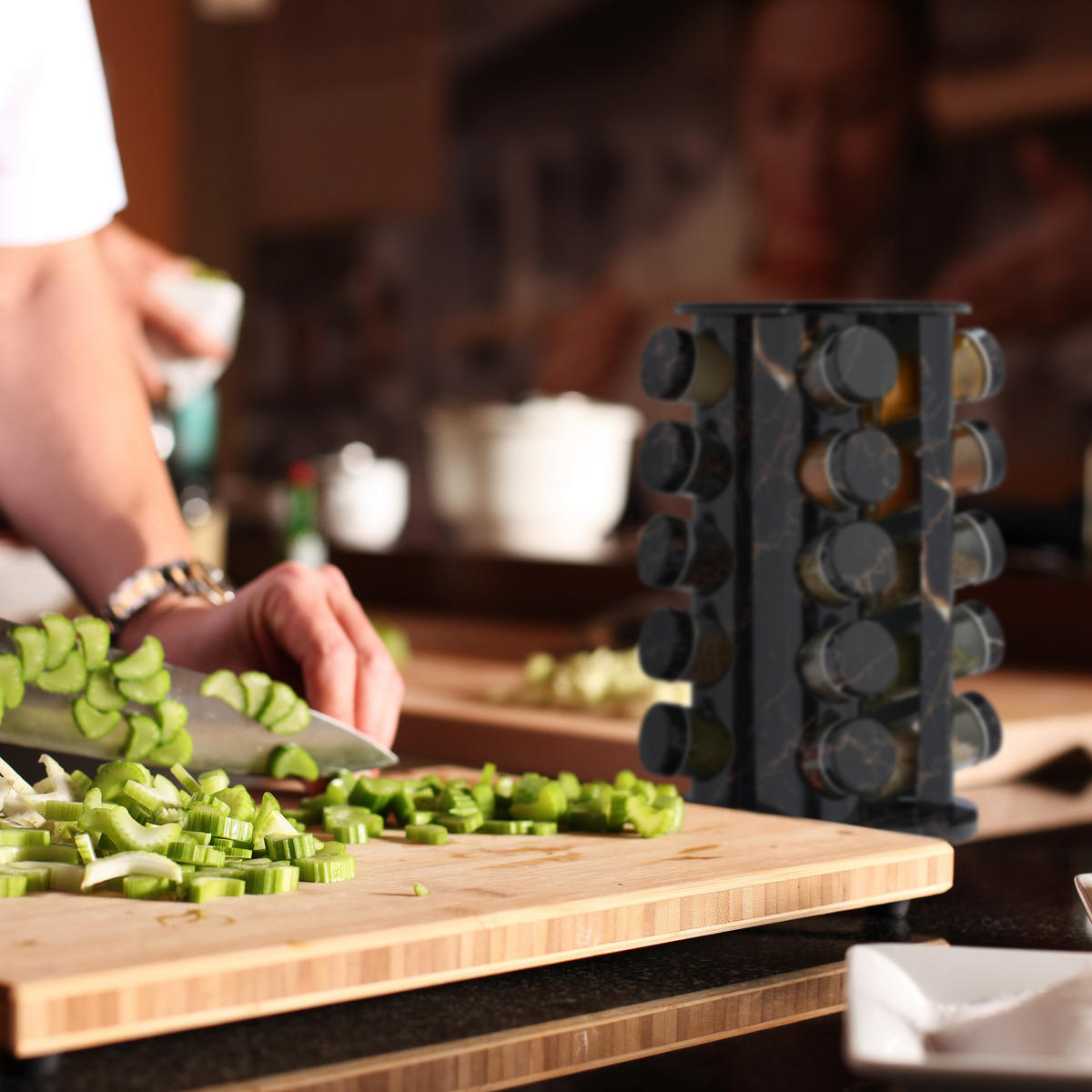 21 tlg. Gewürzkarussell - Multicolor, Glas/Kunststoff (19.5/33.5/19.5cm) - Relaxdays