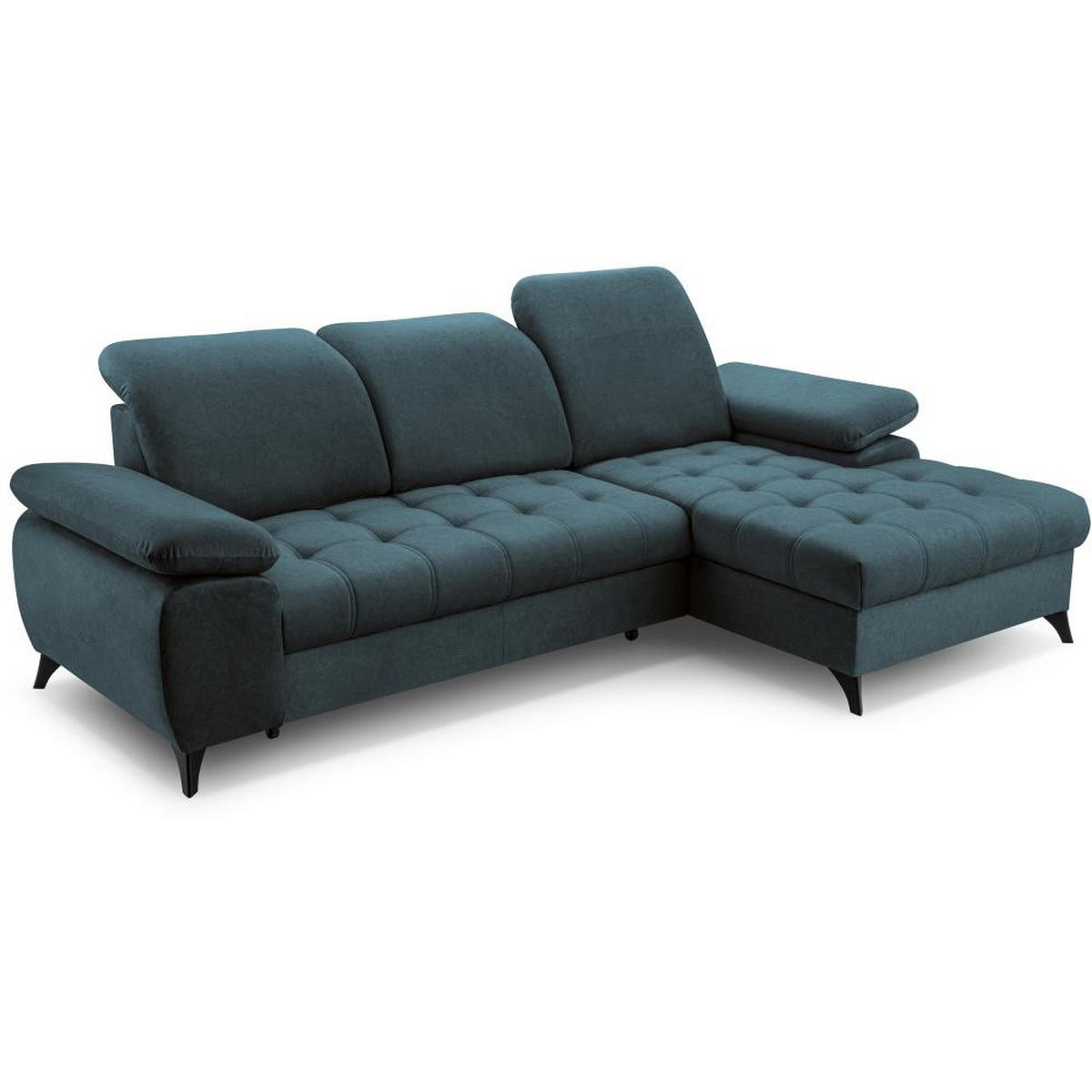 ECKSCHLAFSOFA Bello dunkelblau rechts - Schwarz/Dunkelblau, Textil (265/156cm) - Beautysofa