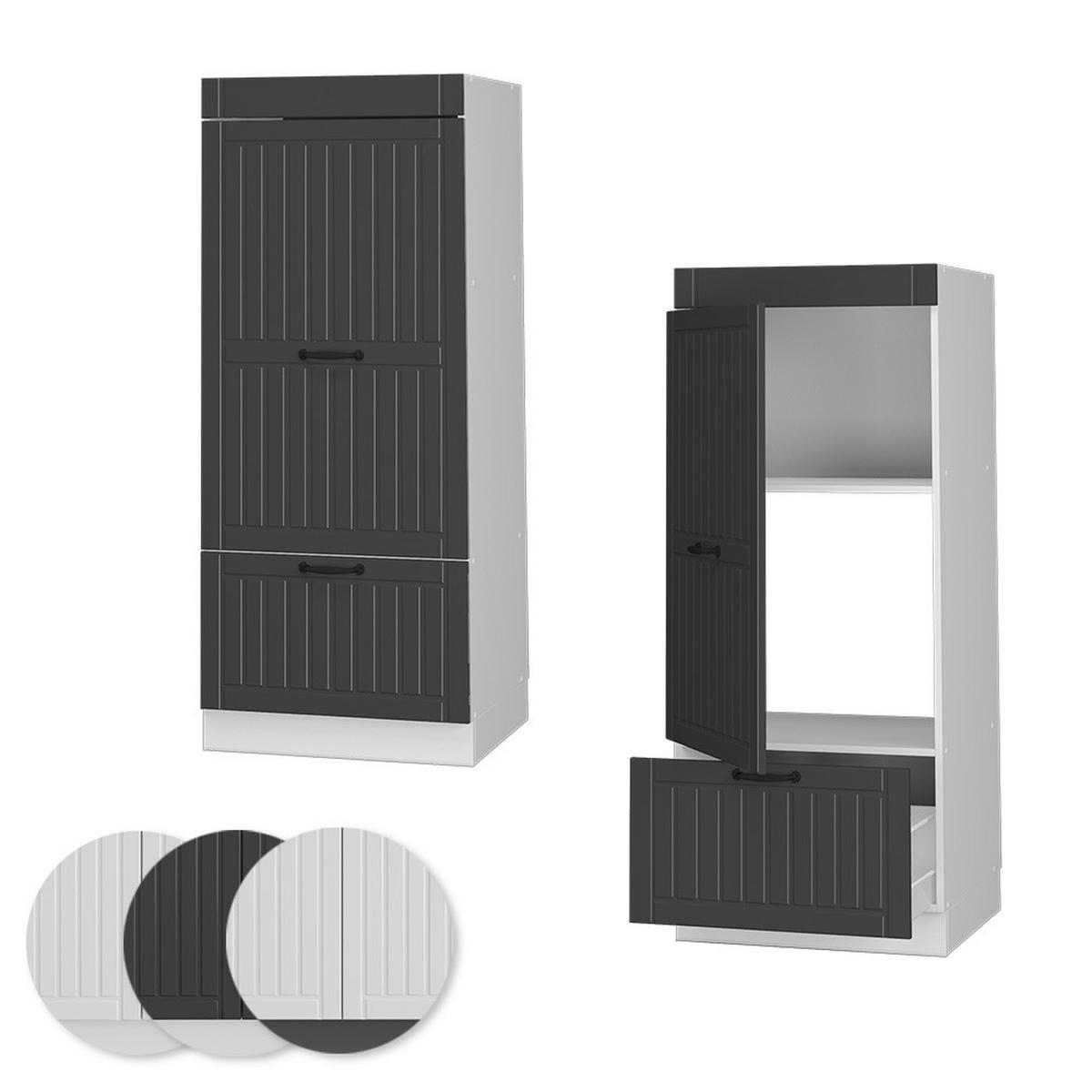 MIKROWELLENSCHRANK Fame-Line Anthrazit Landhaus 60 cm - Dunkelgrau/Anthrazit, Holzwerkstoff (60/153.6/58.1cm) - Vicco