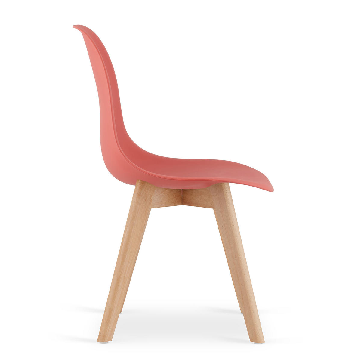 ESSZIMMERSTUHL KITO Zinnoberroter Sitz, natürliche Beine - Rot/Naturfarben, Kunststoff (46/80/54.5cm) - Valora