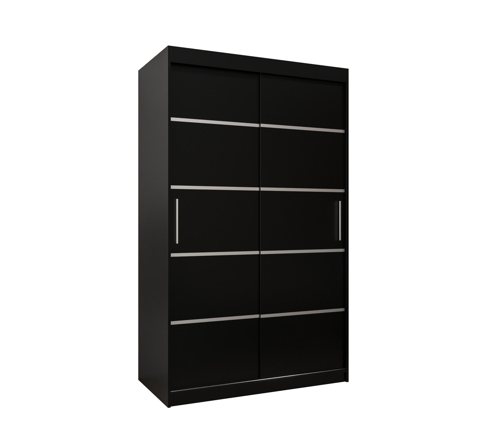 Abiks Möbel Schwebetürenschrank Schwarz, Silber 120x200x62 cm