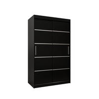 SCHWEBETÜRENSCHRANK 200/120/62 2-türig - Silberfarben/Schwarz, Holz/Kunststoff (120/200/62cm) - Abiks Möbel