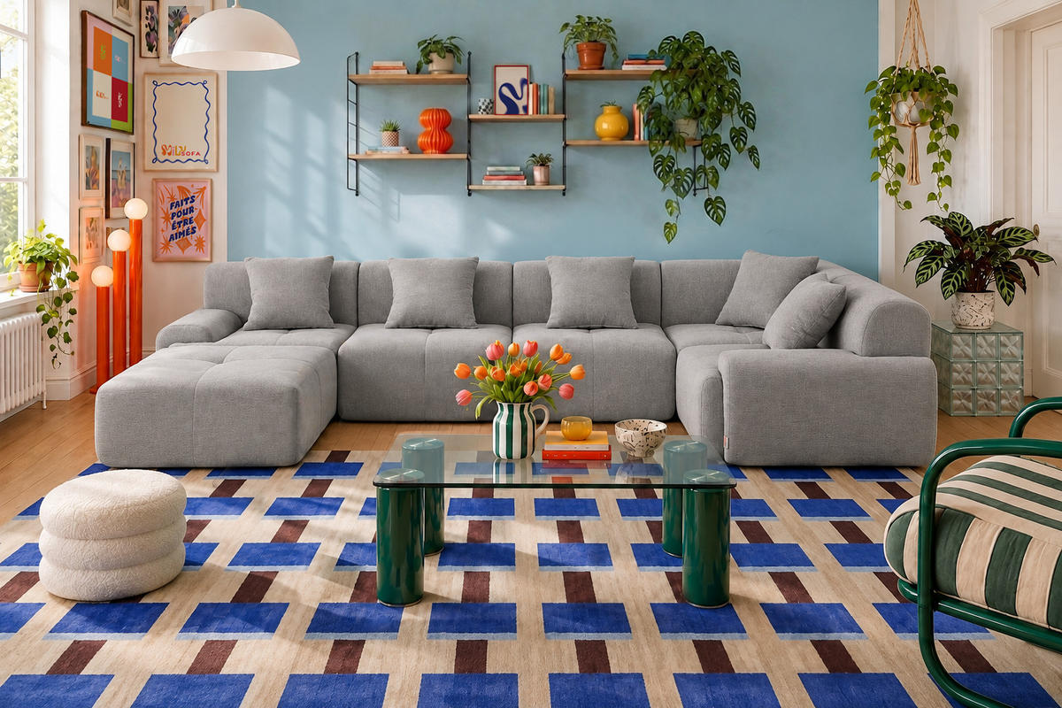 VEĽKÁ modulárna sedacia súprava chenille minerálna sivá - sivá, textil (345/73/190cm) - MILYsofa