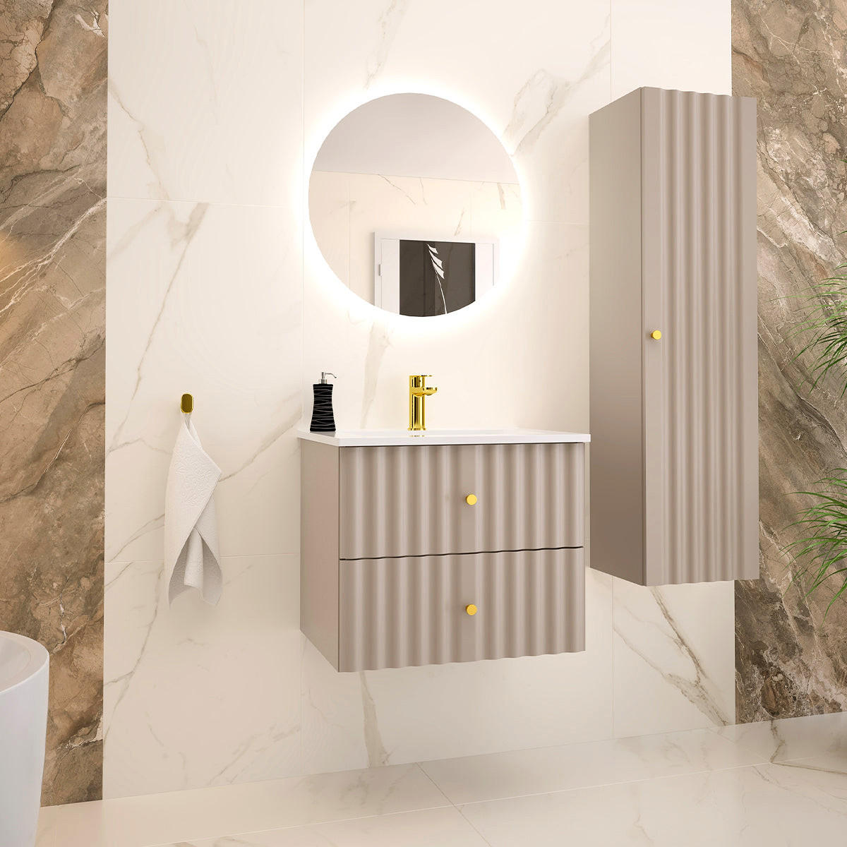 HÄNGESÄULE Izae Kaschmir - Beige, Holzwerkstoff (34.5/130/31.8cm) - Petits-meubles
