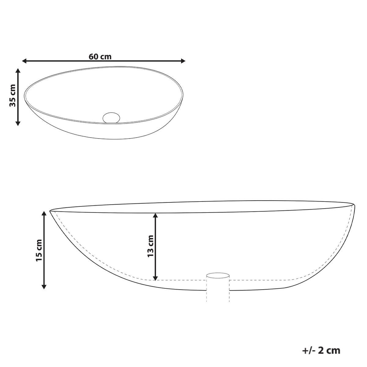 AUFSATZWASCHBECKEN Weiß 60/35 cm Sauzal - Weiß, Kunststoff (60/15/35cm) - Beliani