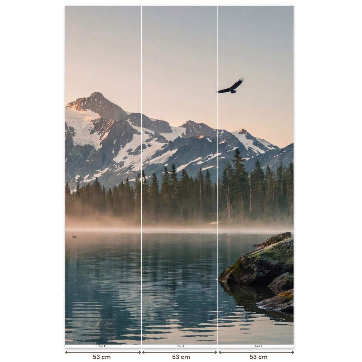 TAPETE - Berge - Wasser - Bäume - 160x240 cm - Multicolor, Papier (160/240cm) - OnlyWow