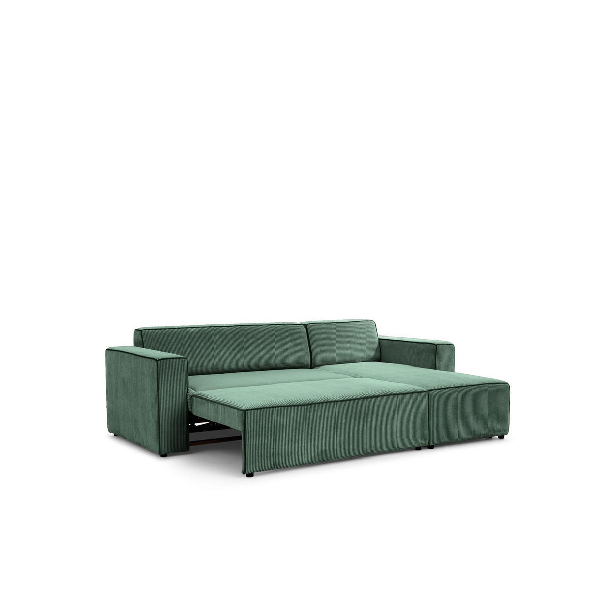 ECKSOFA Schlafsofa Waldo In Poso - Grün, Holzwerkstoff/Textil (260/173cm) - Fun Möbel
