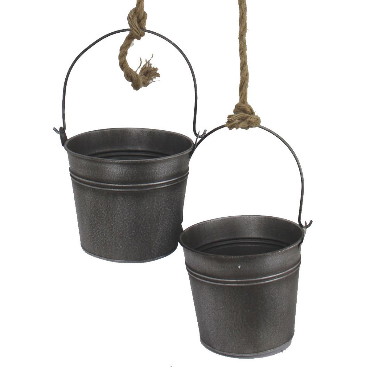 METALLEIMER mit Umlenkrolle Deko Set Silber Grau MB27 - Grau, Metall (38/137/19cm)