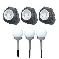 LED AUSSENLEUCHTE Steinoptik Grau 6er Set - Grau, Kunststoff (16.5/12.3/10.5cm) - Globo Lighting