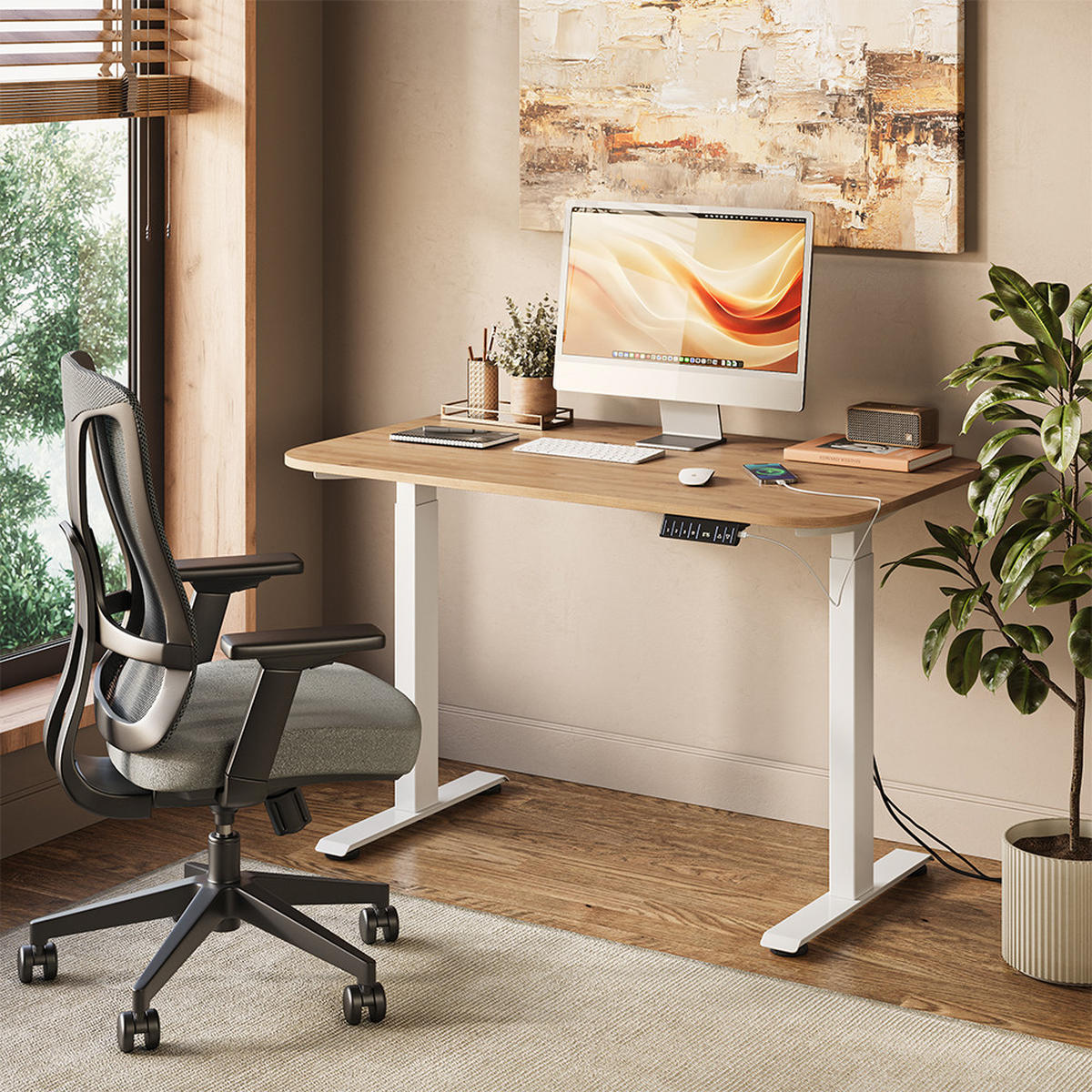 PSACÍ STŮL Elevate Bílá/Artisan - bílá, kompozitní dřevo (70/120/120cm) - Vicco