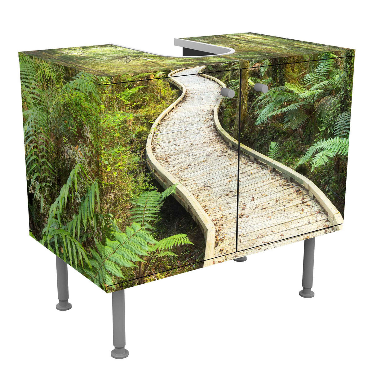 WASCHBECKENUNTERSCHRANK Pfad im Urwald 60/55/35 cm - Grün, Holzwerkstoff (60/55/35cm) - Bilderwelten