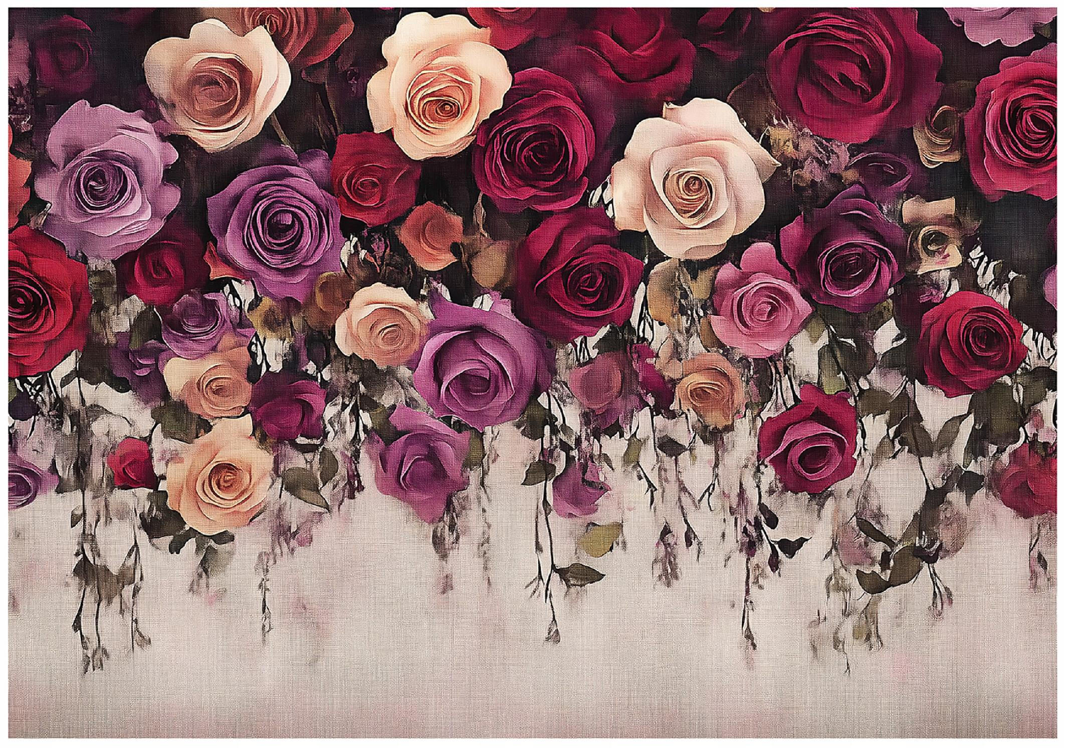 FOTOTAPETE Blumen Vintage Vlies Tapete Wohnzimmer 150x105 - Multicolor, Papier (150/105cm) - Wallarena