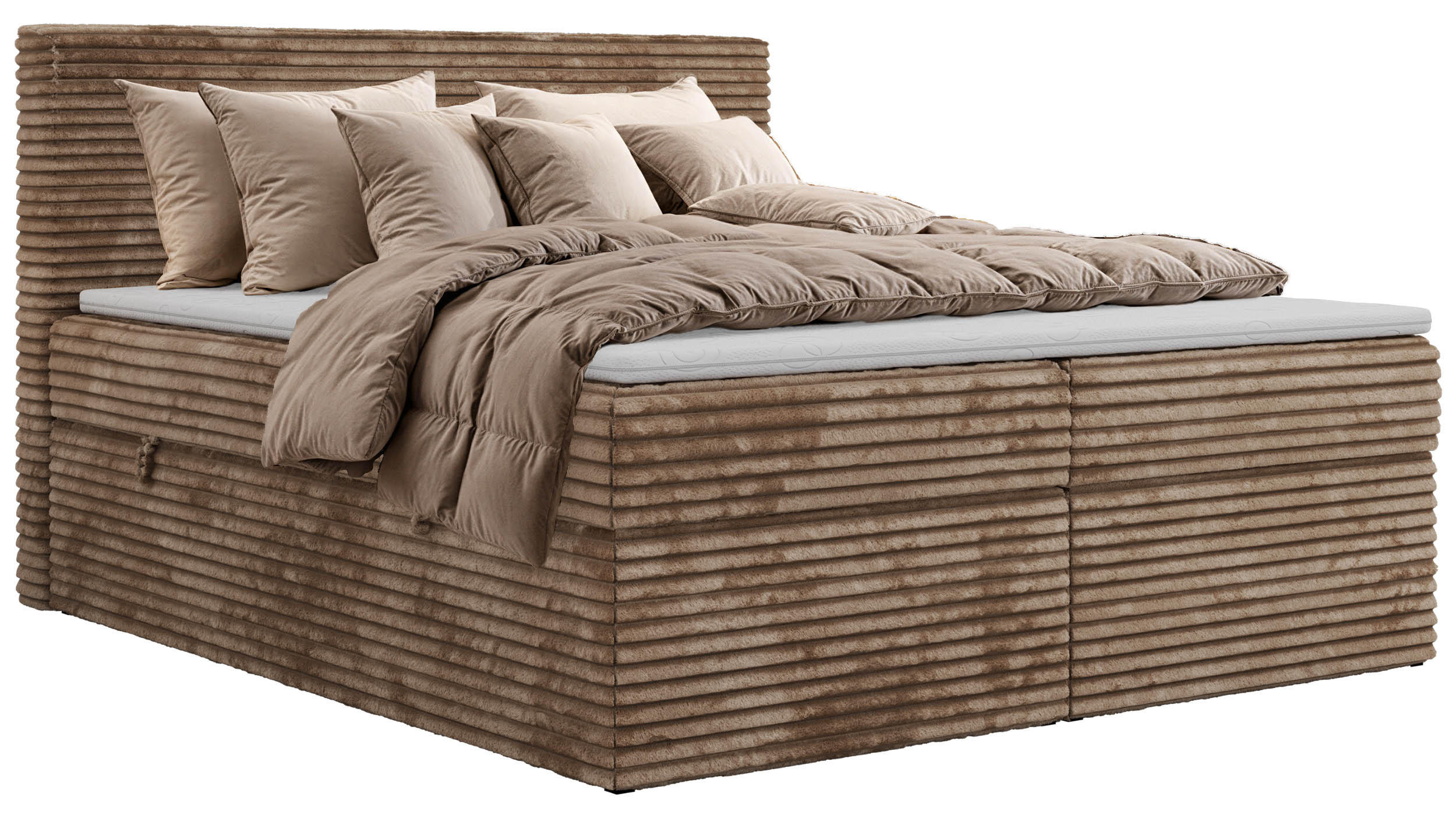 BOXBETT TILION 200/200 - Braun Cord - Topper Visco - H4 - Braun, Textil (200/200cm) - MKS
