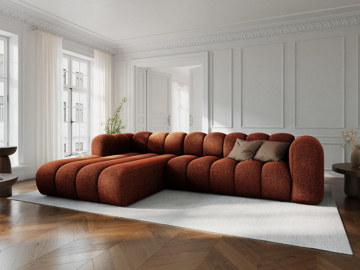 ECKSOFA modular links Lupine aus Chenille-Stoff terrakotta 4 Sitzplätze - Terra cotta, Textil (177/290cm) - Micadoni