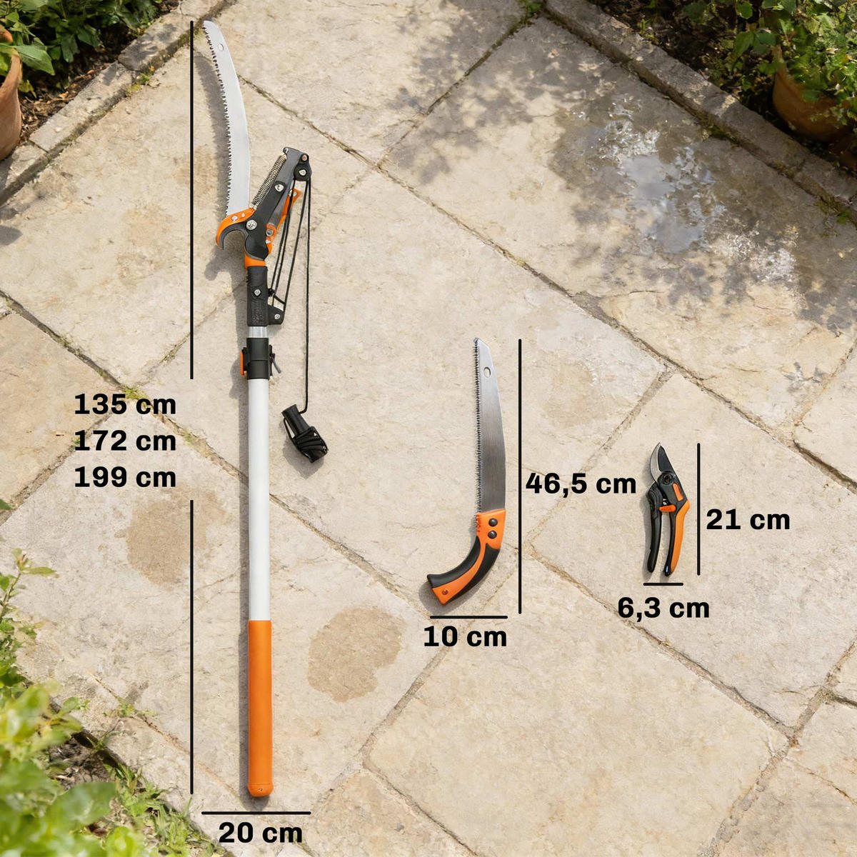 TELESKOPASTSCHNEIDER 2-in-1 DE-13862 mit Handbügelsäge und Astschere - Orange, Metall (16.5/3.5/200cm) - ComfortXL