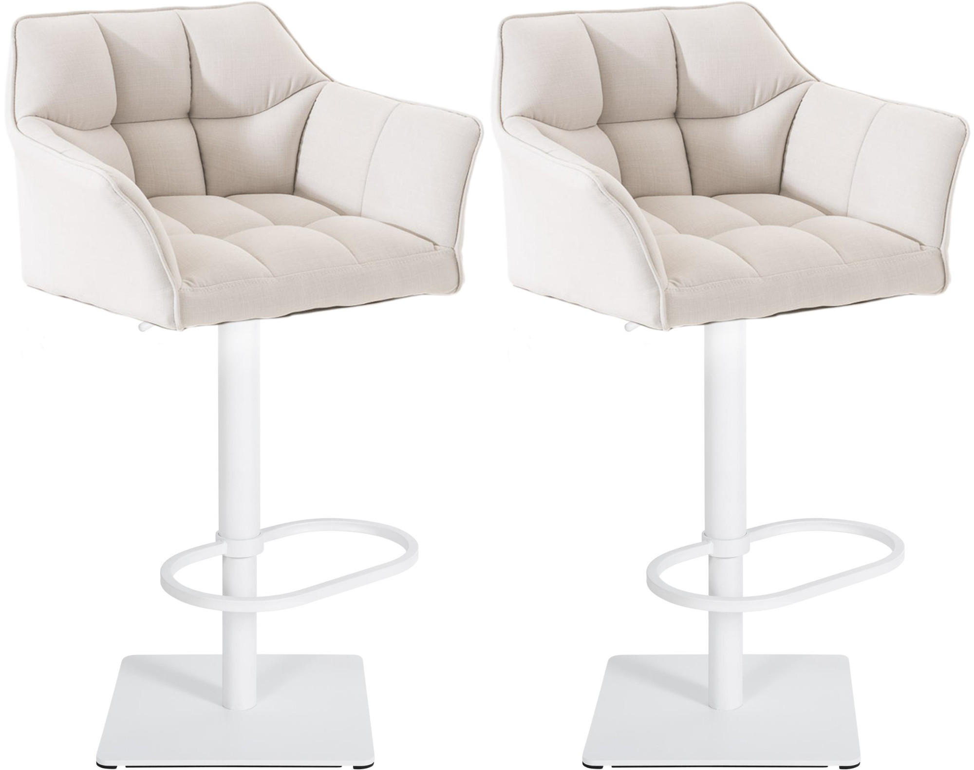 BARHOCKER 2er Set Stoff Weiß - Weiß, Textil/Metall (64/88/45cm) - CLP