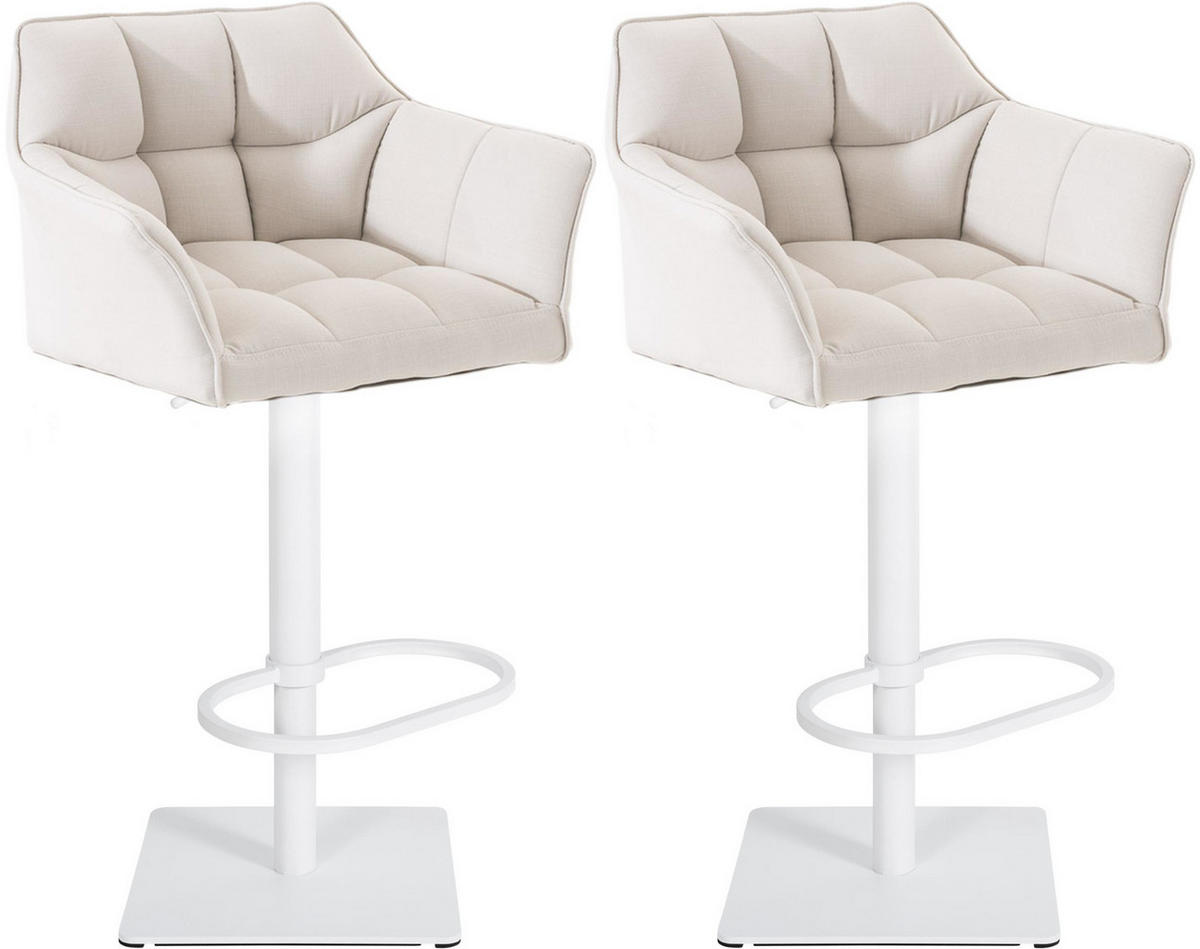 BARHOCKER 2er Set Stoff Weiß - Weiß, Textil/Metall (64/88/45cm) - CLP