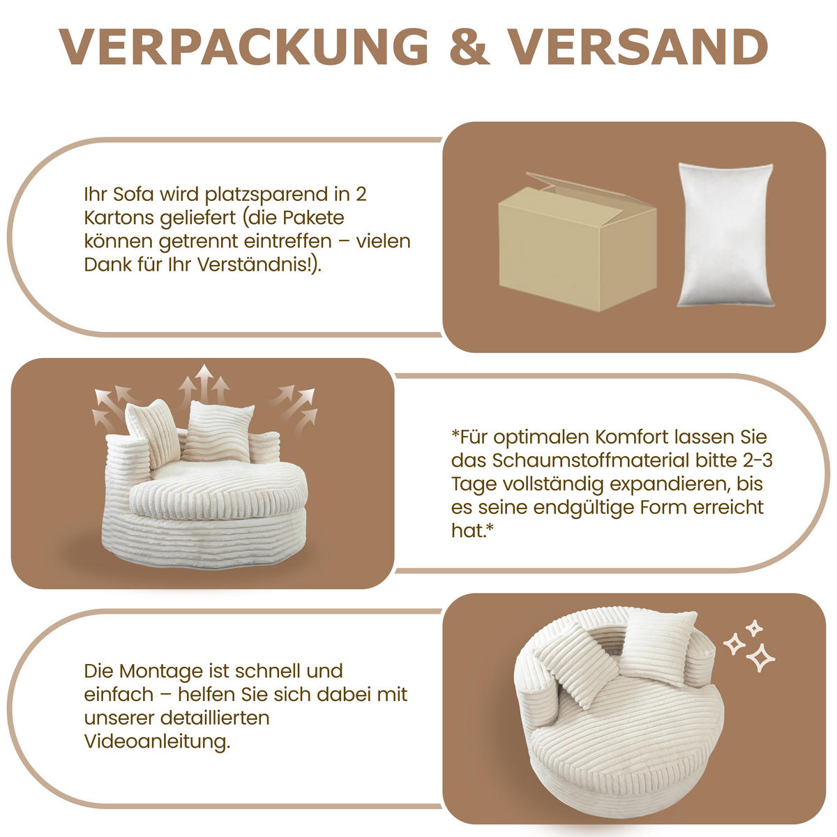 XXL-SESSEL Beige Cord - Beige, Textil (120/70/120cm) - Vercart