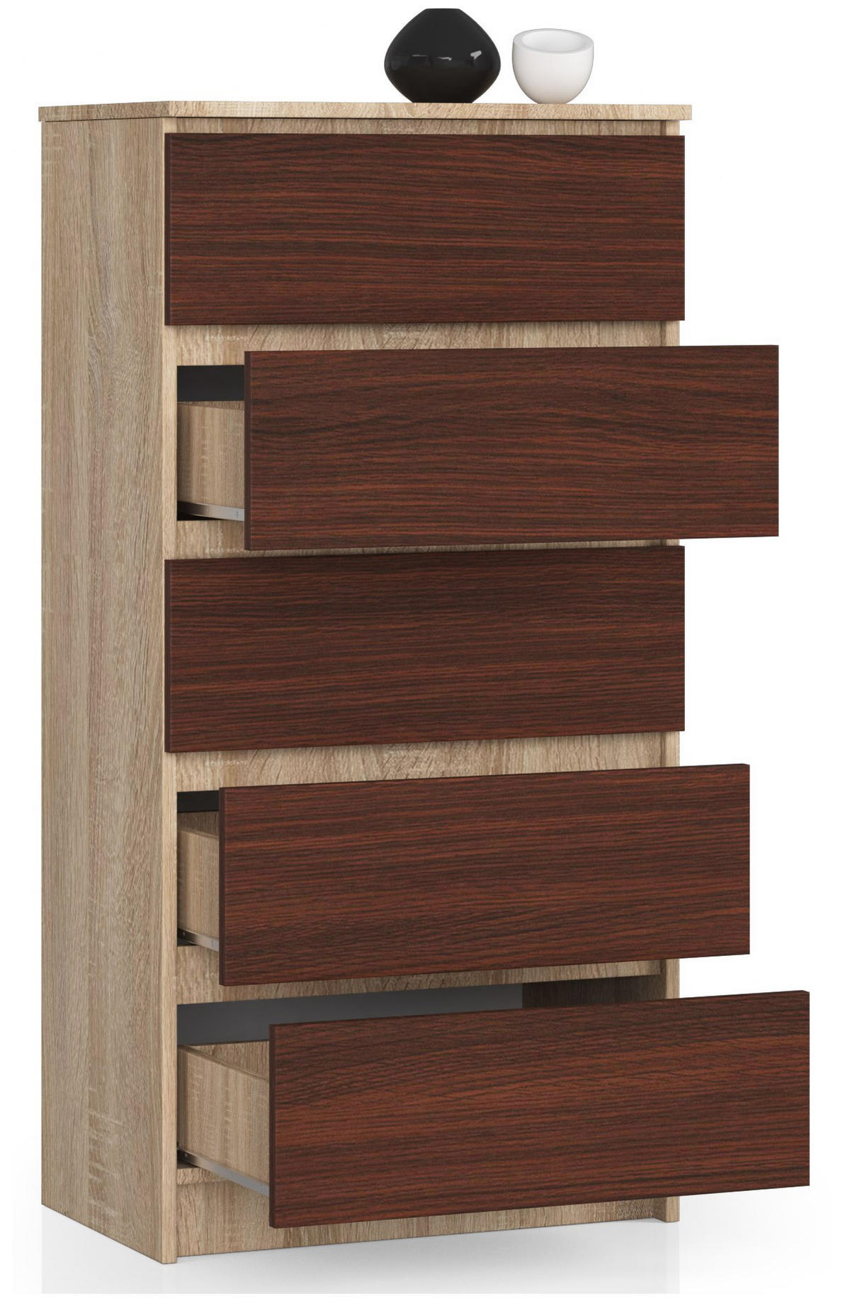 KOMMODE Sonoma Eiche, Wengefarben 60x40x121 cm - Wengefarben/Sonoma Eiche, Holzwerkstoff (60/121/40cm) - Akord