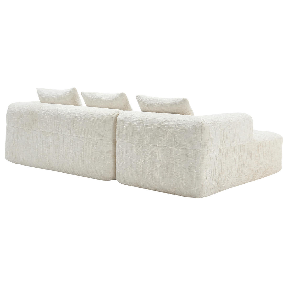 ECKSOFA L-Form 3-Sitzer mit Chaiselongue Chenille Beige 250/158/60 cm - Weiß, Textil (250/158cm) - OKWISH