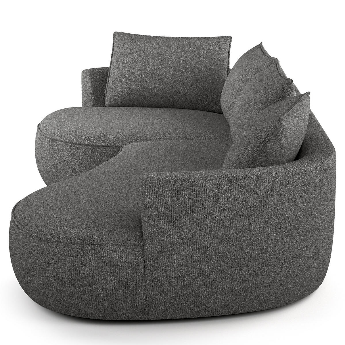 BIGSOFA - Schwarz/Grau, Kunststoff/Textil (322/82/154cm) - home24