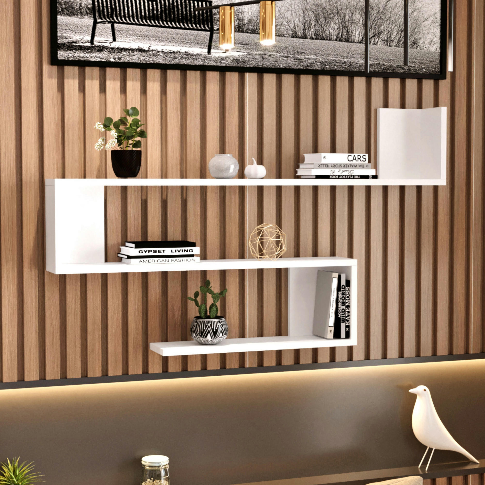 WANDREGAL Kitee - Weiß, Holzwerkstoff (120/71.5/14.5cm) - [en.casa]