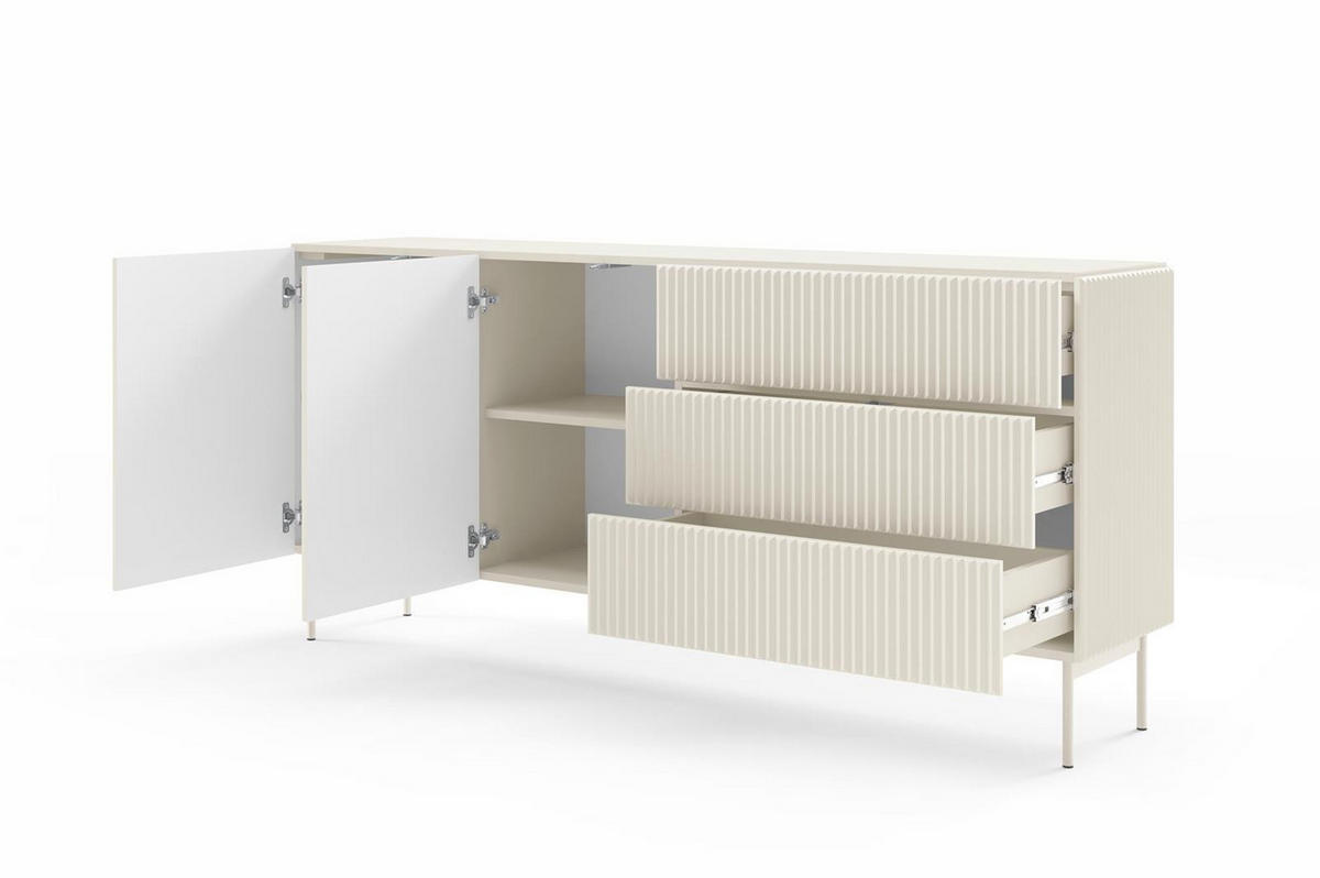 SIDEBOARD Tutti Kaschmir, zweitürige mit Schubladen - Kaschmir, Holzwerkstoff/Metall (177/81/40cm) - Bettso