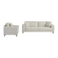 COUCHGARNITUR mit Sessel - 4 Personen - Stoff - Beige - JAMOLO - Beige, Textil (107/82/89cm) - Vente-Unique
