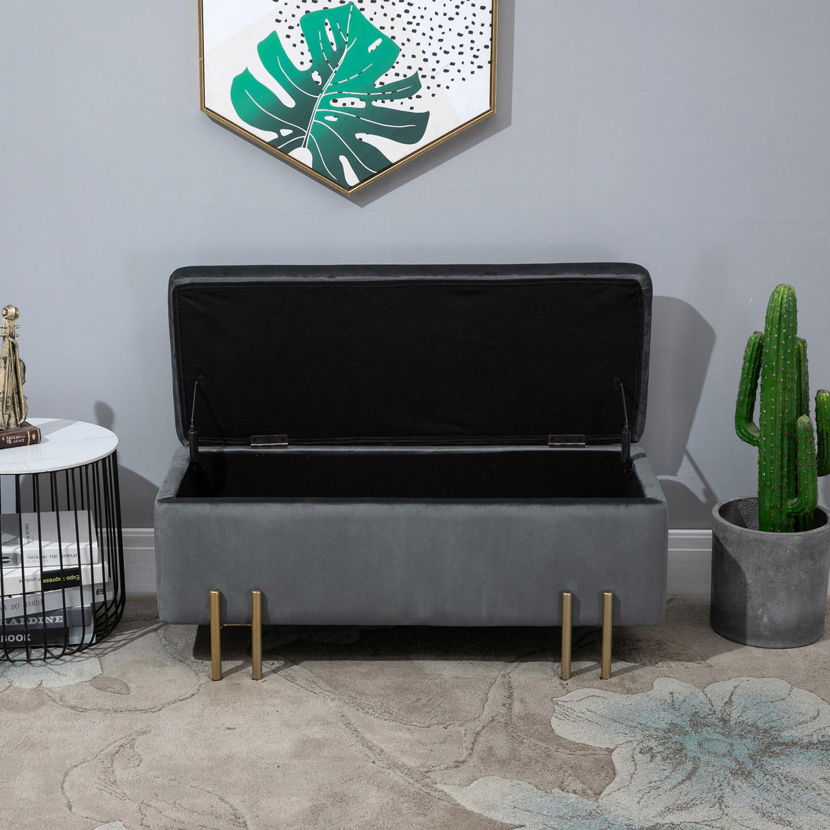 SITZBANK Eleganter Polsterbank mit Stauraum Truhenbank Dunkelgrau - Dunkelgrau, Textil (40/42/100cm) - HOMCOM