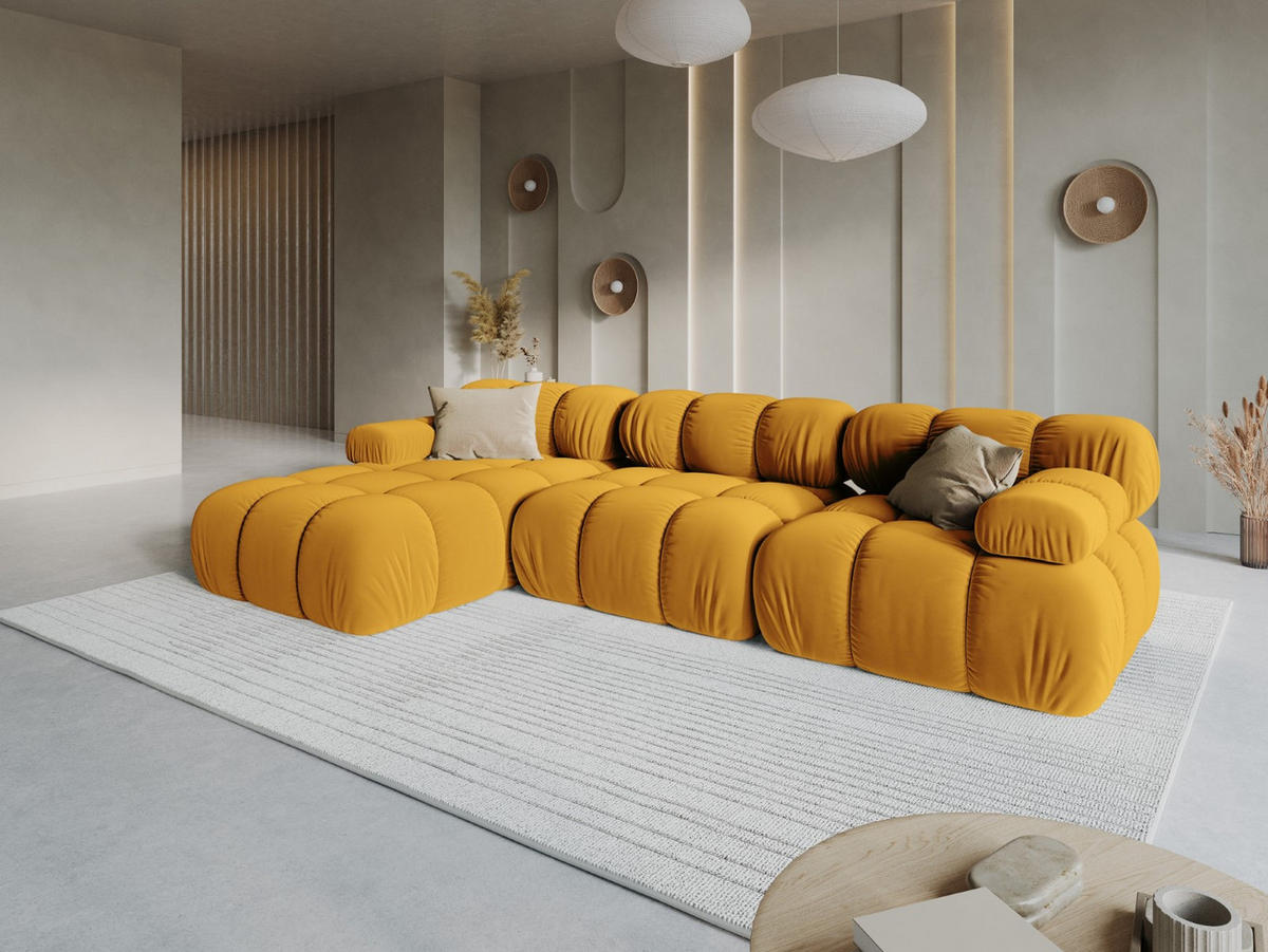 MODULARES-ECKSOFA links Bellis aus Samt gelb 4 Sitzplätze - Gelb, Textil (122/285cm) - Micadoni
