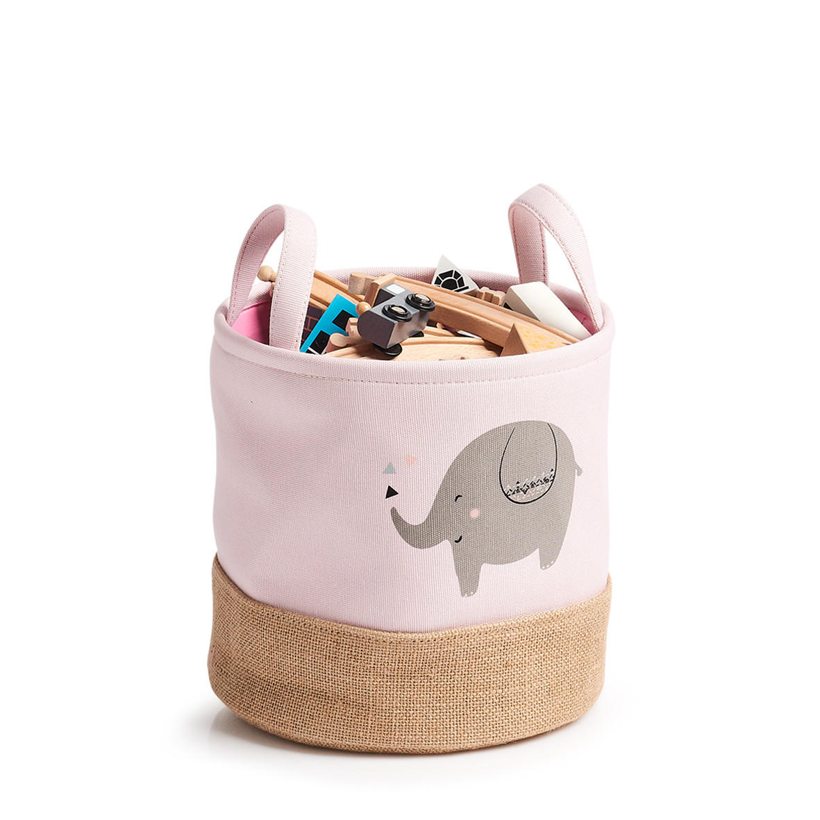 AUFBEWAHRUNGSKORB Elefant - Rosa, Jute - Ø 25cm - Rosa, Textil (25/25cm) - Zeller Present