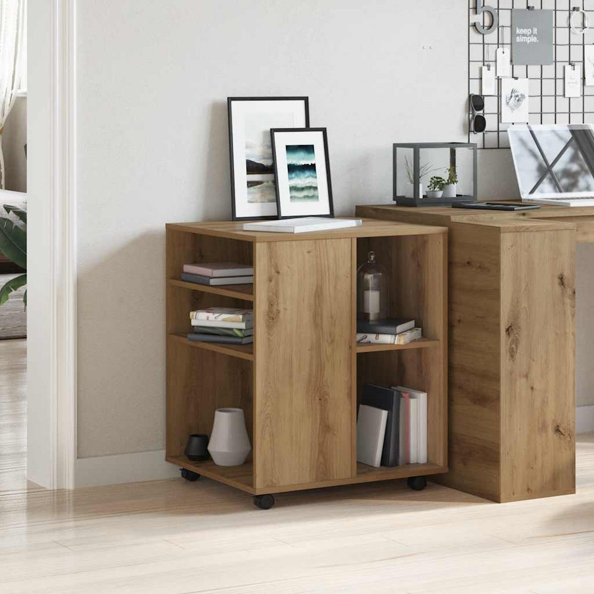 ROLLSCHRANK Artisan-Eiche 60/53/72 Cm Holzwerkstoff - Braun, Holzwerkstoff (53/72/60cm) - vidaXL