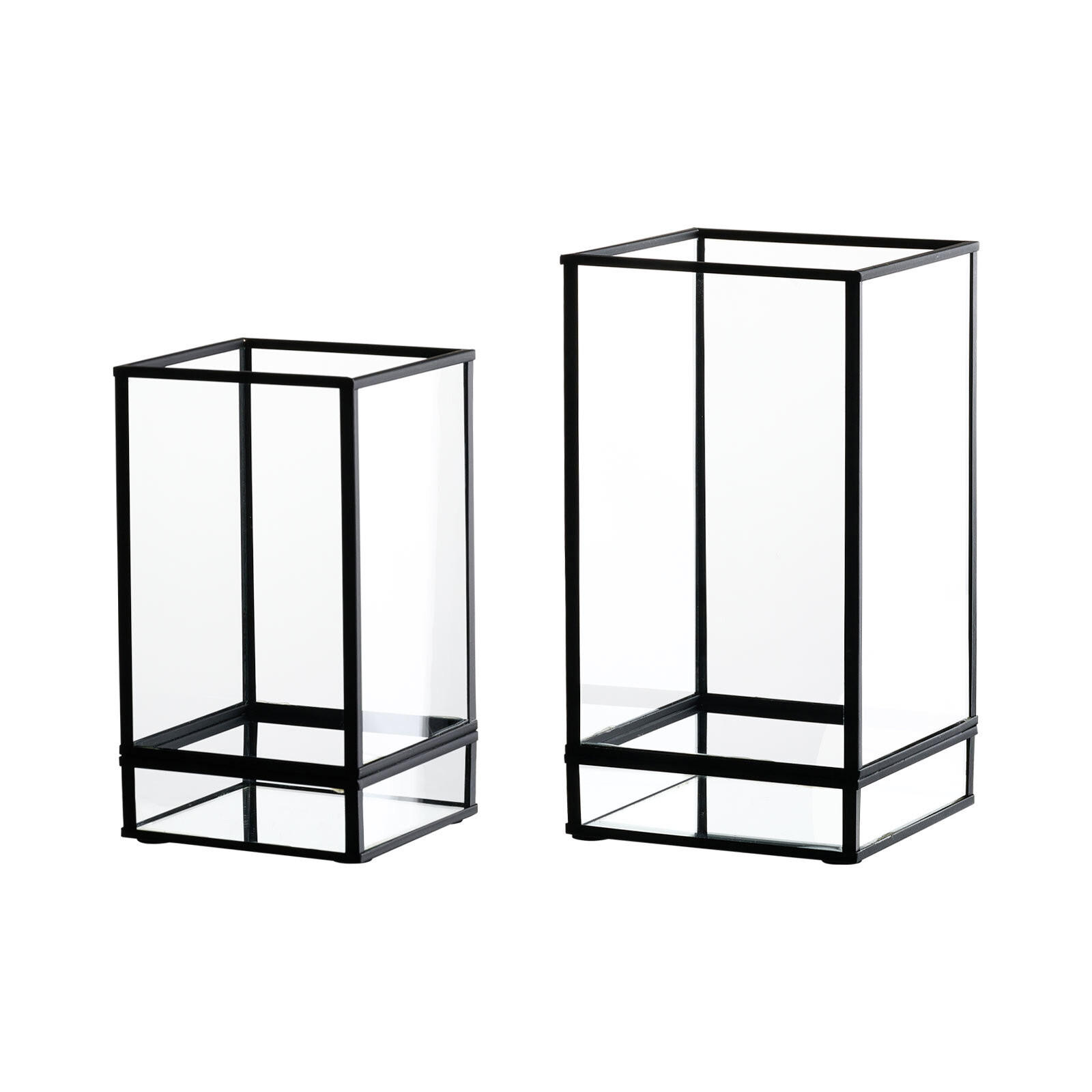 WINDLICHTER-SET Nero schwarz-transparent 2er Set - Transparent/Schwarz, Glas/Metall (2/2/2cm) - Ritzenhoff Breker