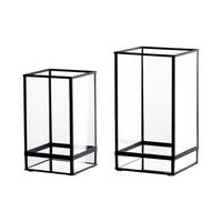 WINDLICHTER-SET Nero schwarz-transparent 2er Set - Transparent/Schwarz, Glas/Metall (2/2/2cm) - Ritzenhoff Breker
