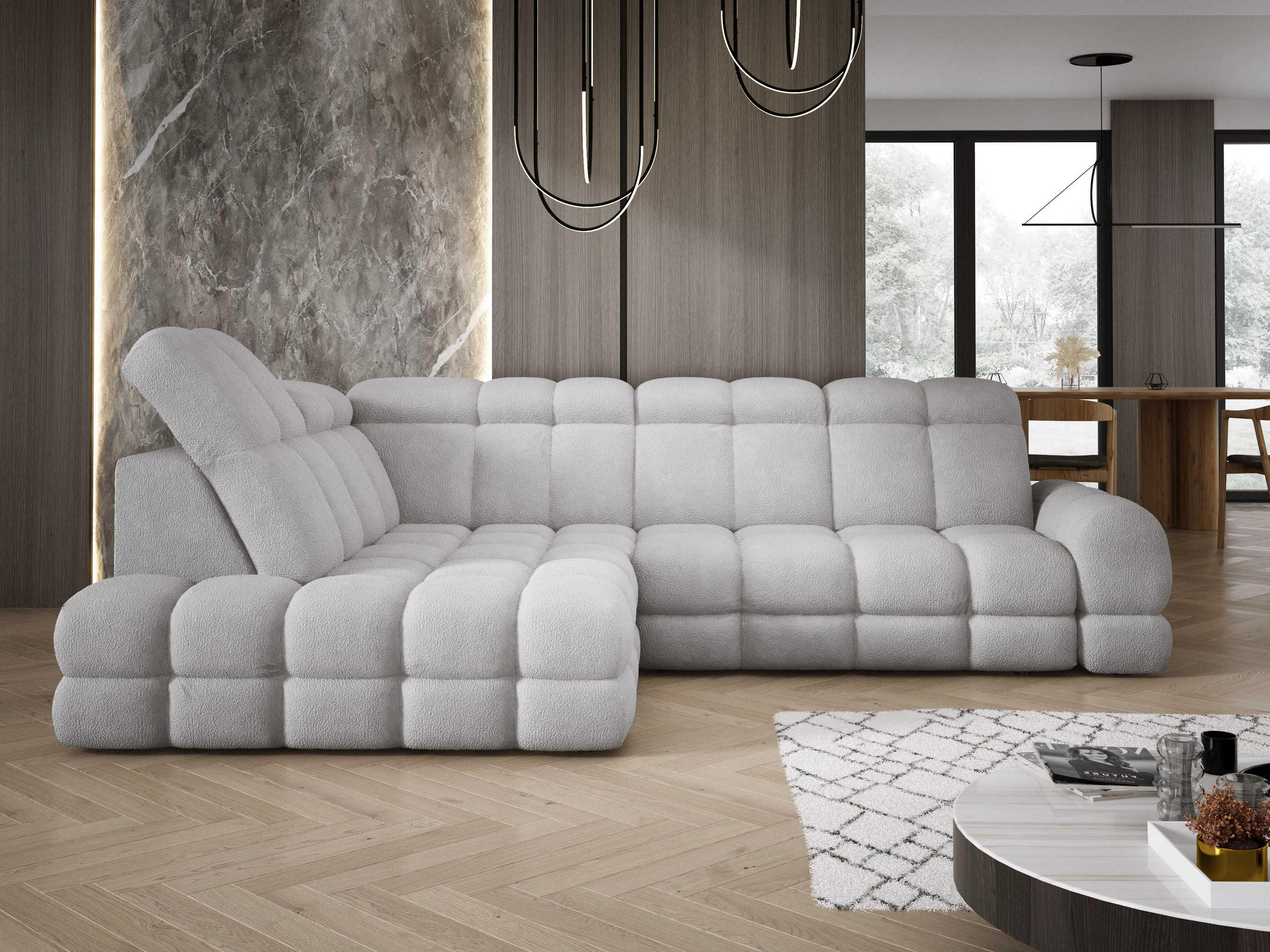 ECKSOFA TOLLO Anthology-stoff L-form 302x217x105 cm grau - Silbereichenfarben, Holz/Textil (302/217cm) - DomoHome