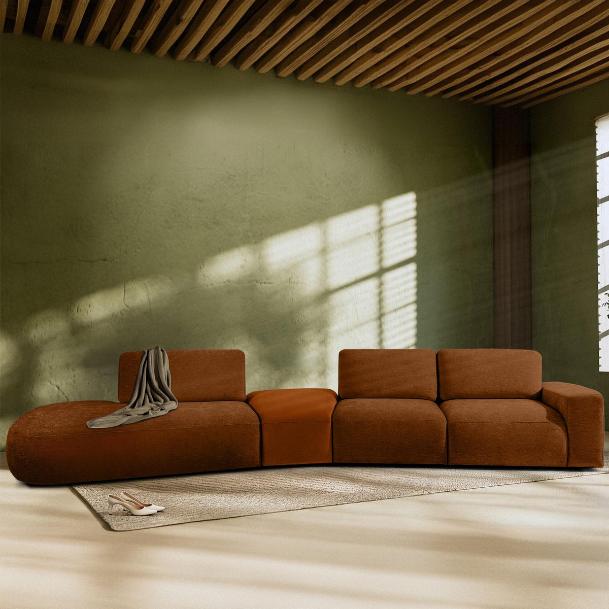 5-SITZER ECKSOFA ZUCCO Chenille links, Kupfer - Kupferfarben, Textil (430/84/105cm) - KONSIMO®