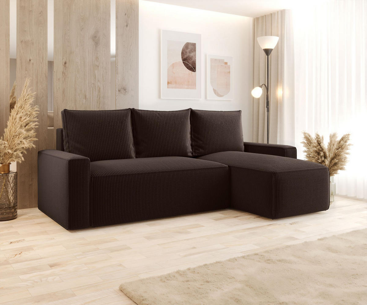 ECKSOFA mit Schlaffunktion SAVIO Poso 06 Rechts - Braun, Textil (232/140cm) - Bedante