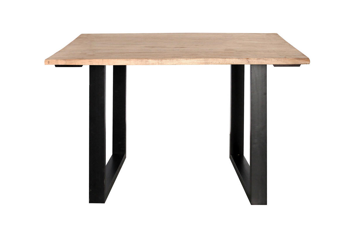ESSTISCH LORE Holz Akazie - Schwarz/Naturfarben, Holz/Metall (140/90/77cm) - KAWOLA