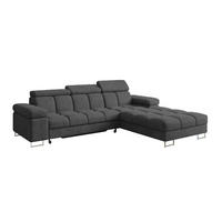 ECKSOFA mit Schlaffunktion Ottomane Rechts COMA L 271x203x79 Dunkelgrau Velours - Dunkelgrau, Holzwerkstoff/Textil (203/271cm) - ALTDECOR