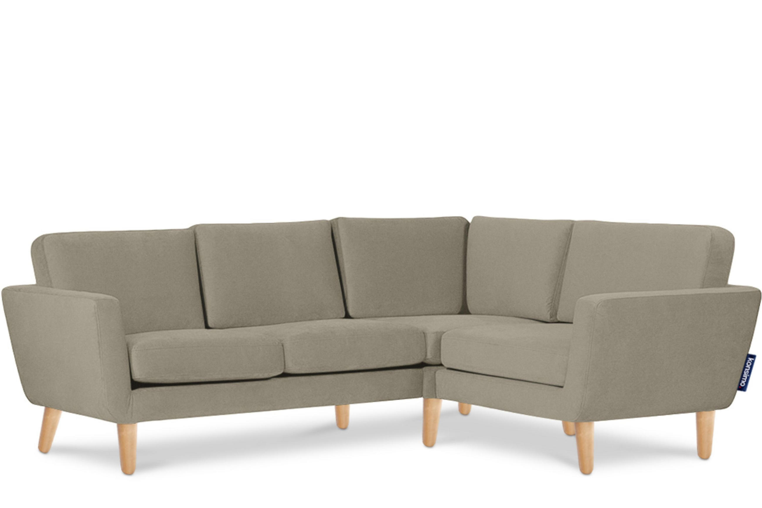 ECKSOFA-RECHTS TAGIO 3/4 Sitzer, Beige - Beige/Braun, Buchenholz/Textil (220/181cm) - KONSIMO®