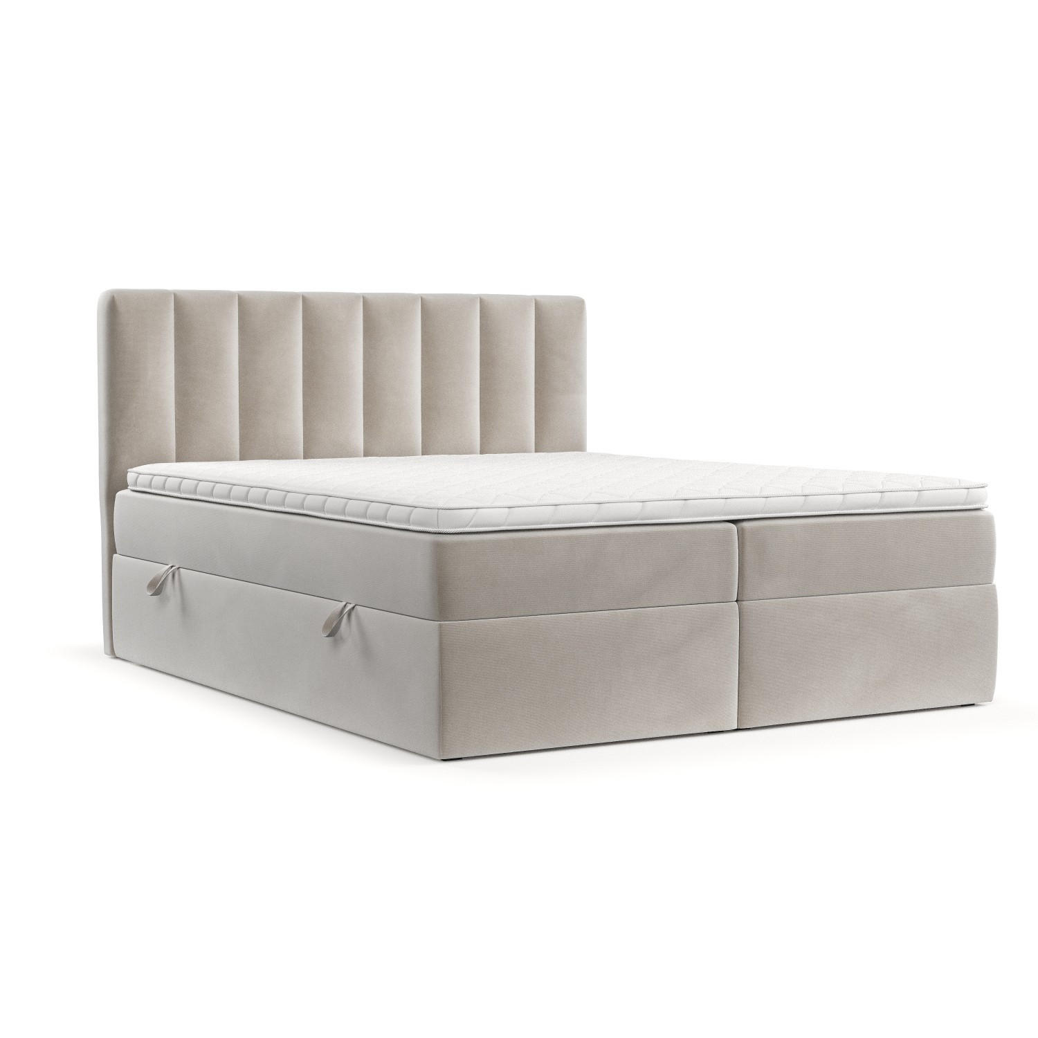BOXBETT Bari 180/200 cm Hellbeige im Paros Stoff - Beige, Holz/Holzwerkstoff (180/200cm) - AltaBeds