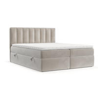 BOXBETT Bari 200/200 cm Hellbeige im Paros Stoff - Beige, Holz/Holzwerkstoff (200/200cm) - AltaBeds