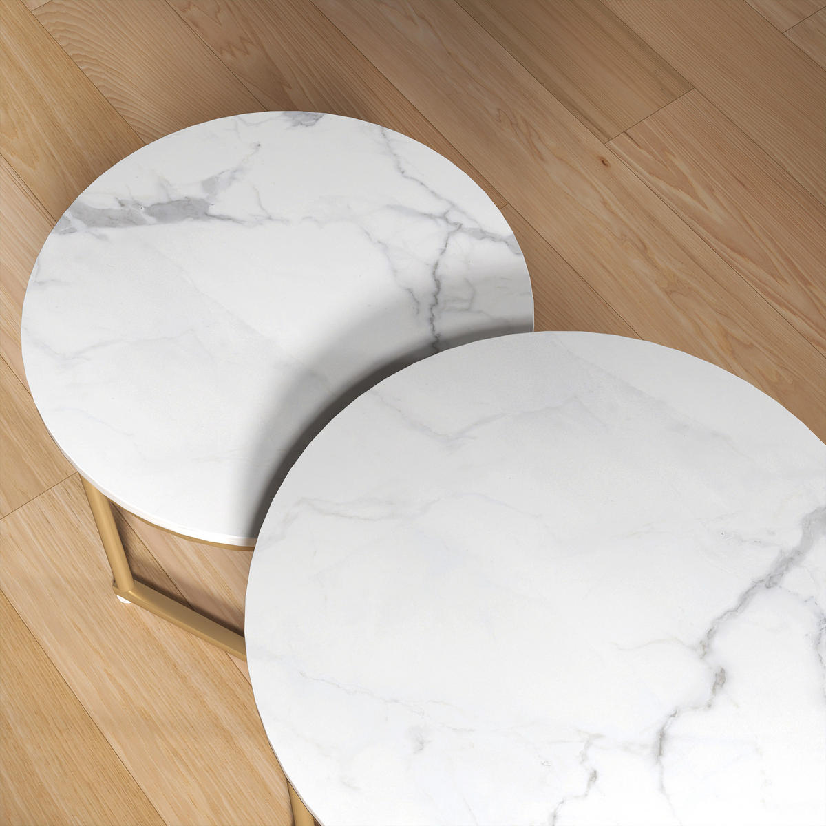 SIDOBORD, 2-set, MDF och stål, guld - Guldfärgad, Metall (45/45/55cm) - HOMCOM