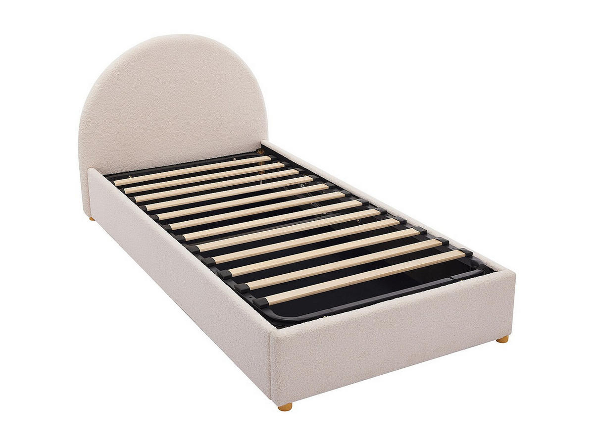 BETT mit Bettkasten - 1 Person - stoff - cremefarben Lirimo - Creme, Textil (90/190cm) - Vente-Unique