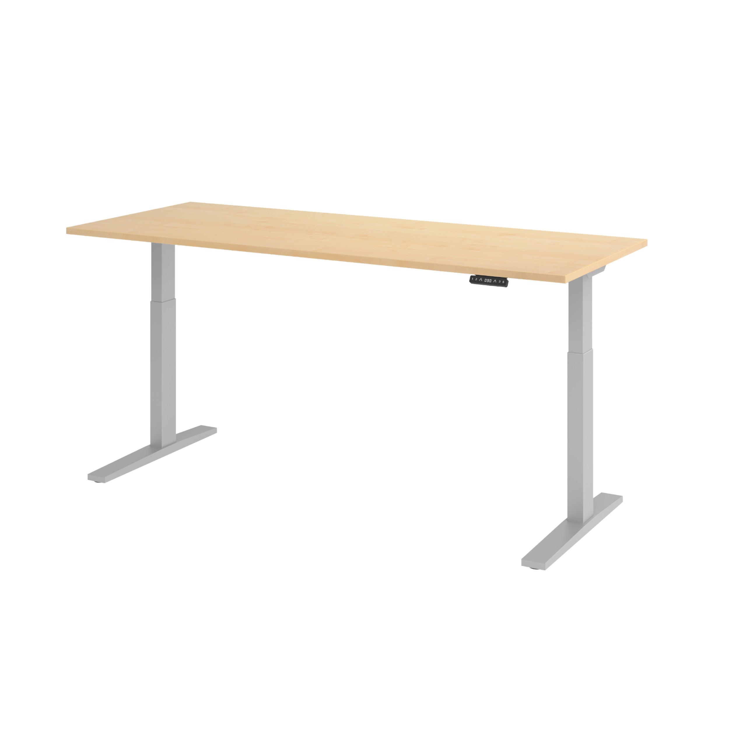 SCHREIBTISCH elektrisch XMKA 80/200/74 cm in Ahornfarben/Silberfarben - Silberfarben/Ahornfarben, Holzwerkstoff (80/200/74cm) - bümö