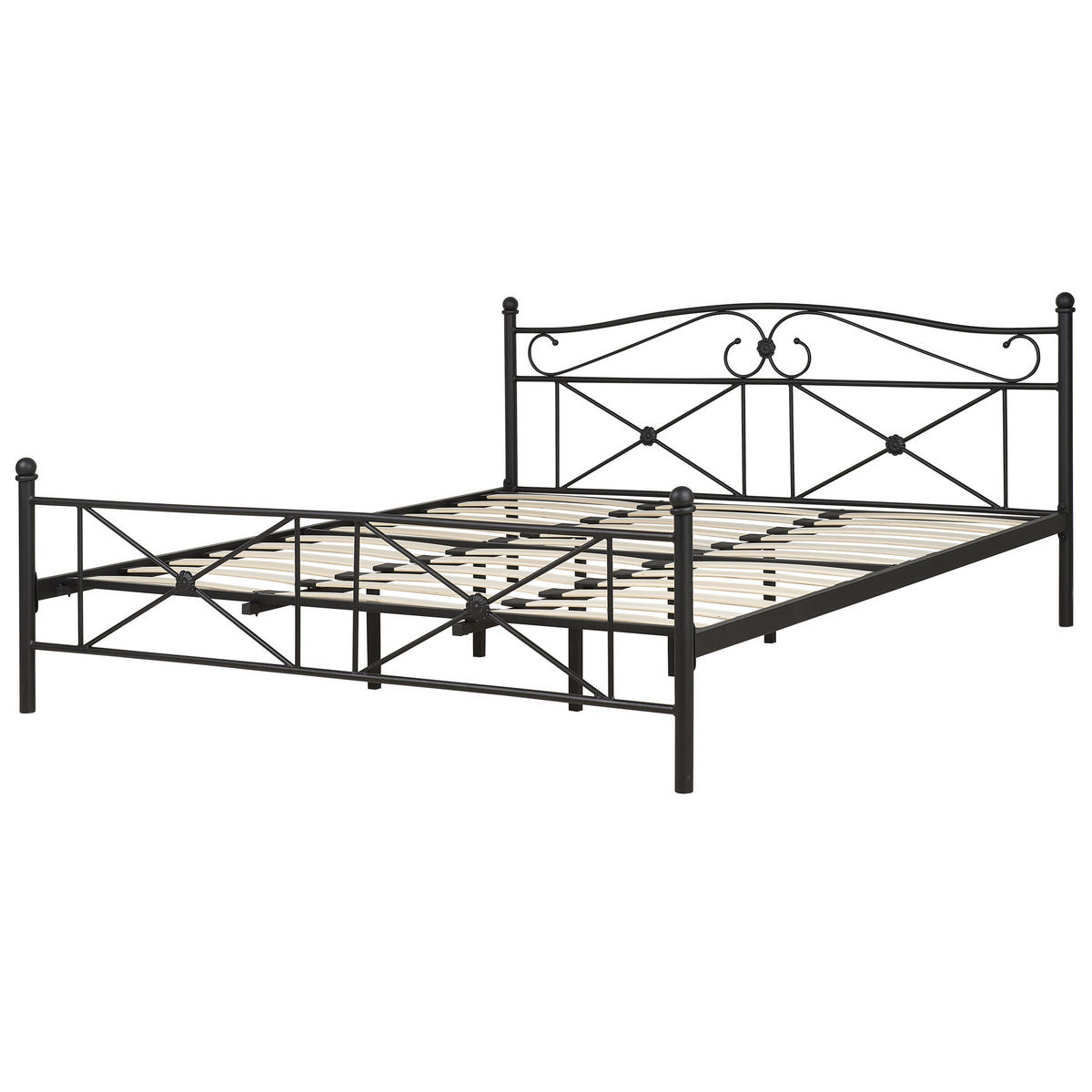 BETT mit Lattenrost 180x200 cm Schwarz Rodez - Schwarz, Metall (180/200cm) - Beliani