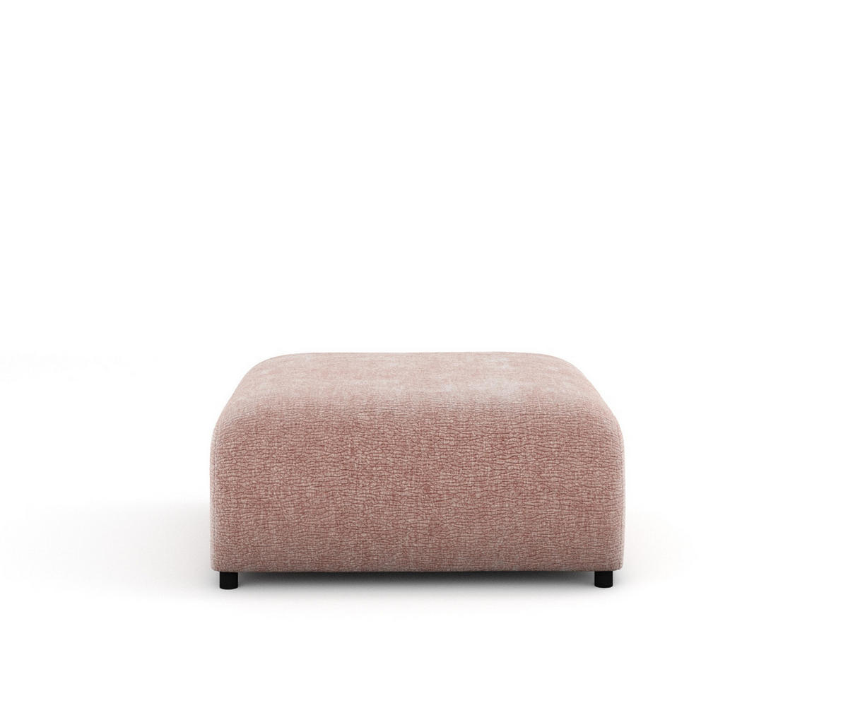POUF S Zanzibar Rosa Chenille - Schwarz/Rosa, Holz/Holzwerkstoff (88/37/88cm) - Maison de Reve