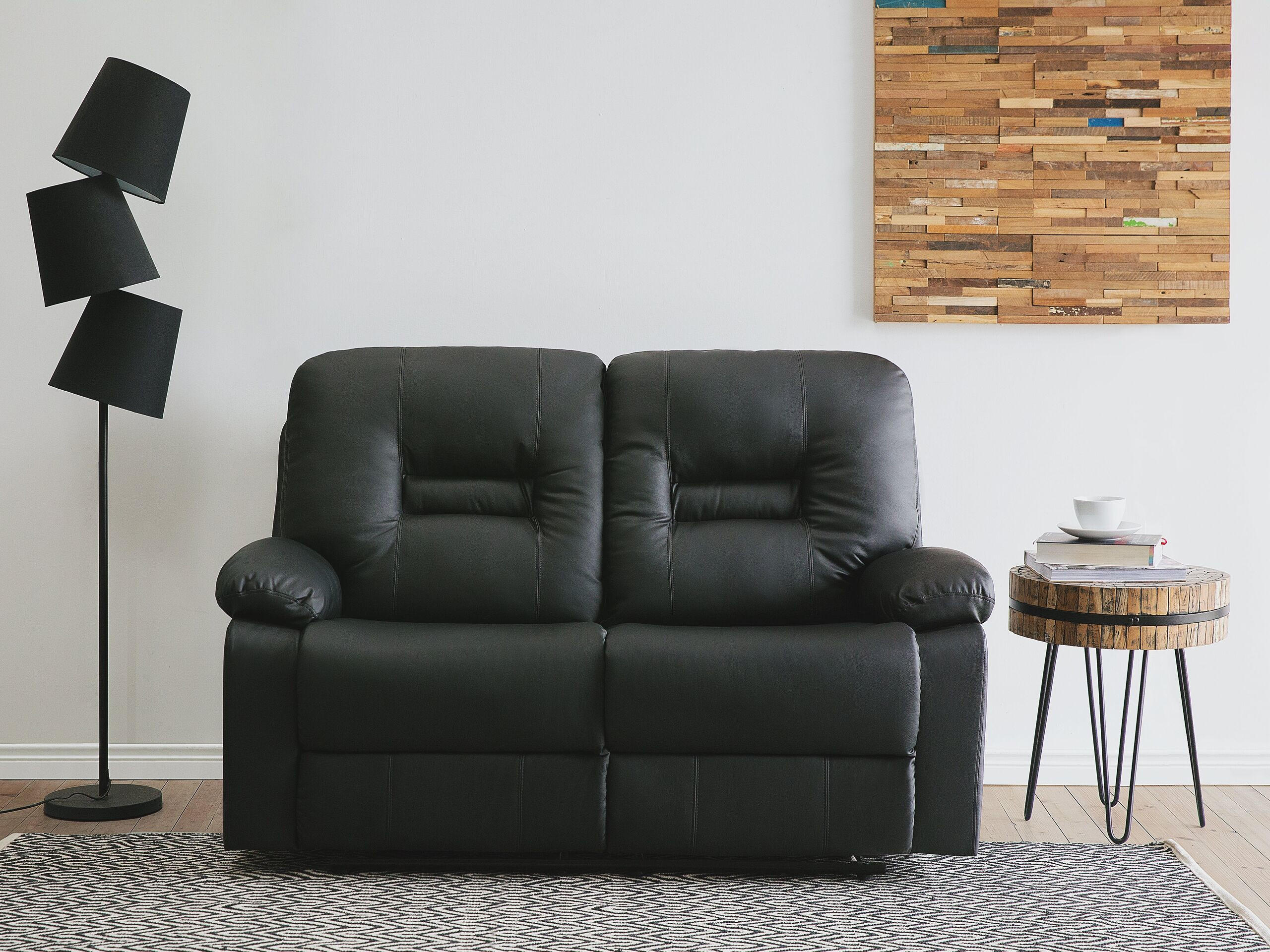 2-SITZER-SOFA Kunstleder Schwarz Bergen - Schwarz, Kunststoff/Textil (146/101/73cm) - Beliani